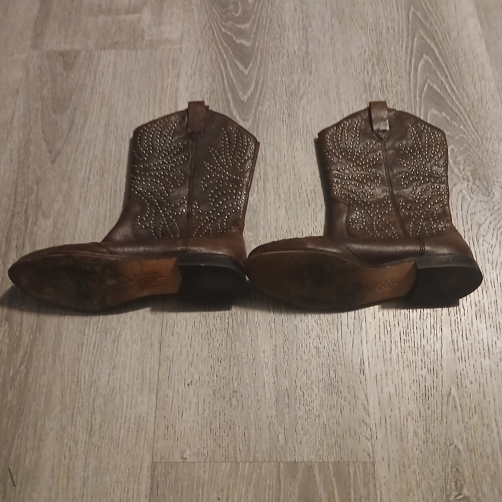 Cynthia Vincent Studded Brown Cowboy Boots